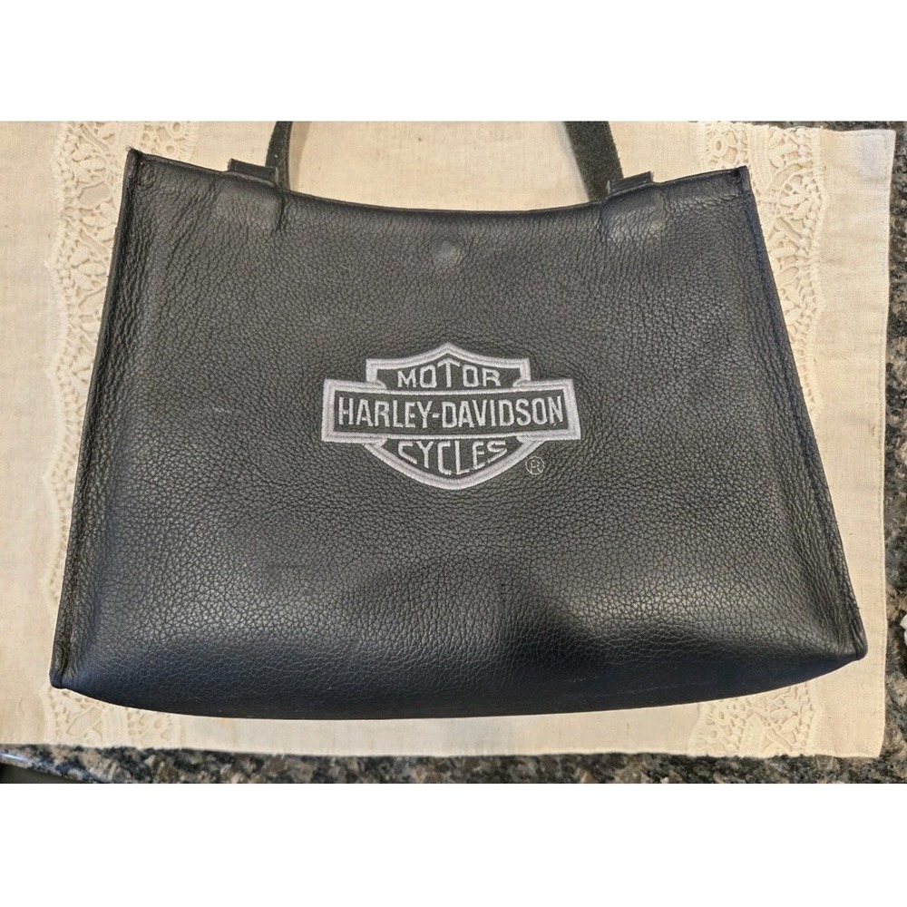 Harley-Davidson Leather Hard Sided Purse Tote Bag, Bar & Shield Logo